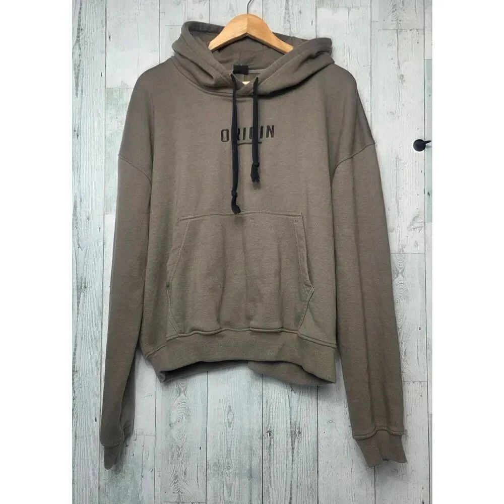 ORIGIN Spellout French Terry Pullover Hoodie Brown Sz S
